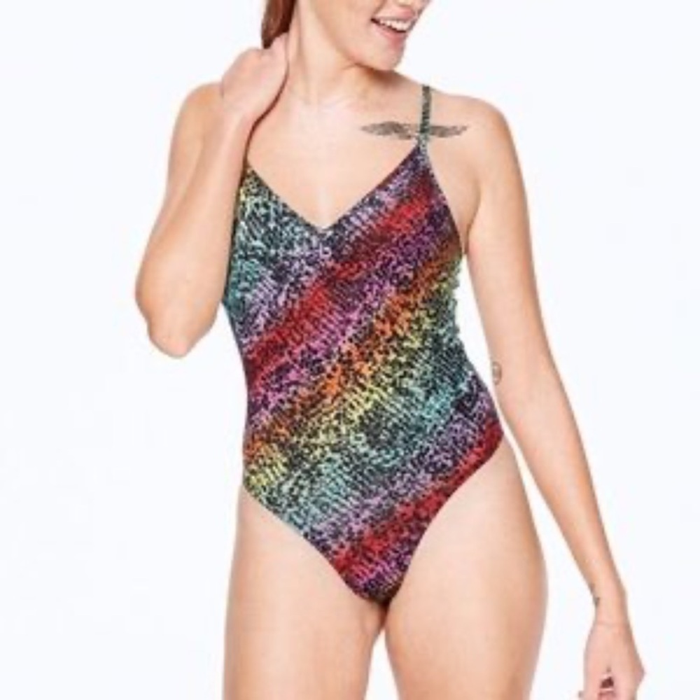 Victoria's Secret Pink thong colorful bodysuit women XS casual festival beach
